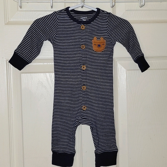 Carter's Matching Striped Bear Jumpsuit With Hat & Socks Size 3m - Picture 2 of 8
